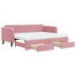 vidaXL Tagesbett Ausziehbar mit Schubladen Rosa 90x200 cm Samt vidaXL Tagesbett Ausziehbar mit Schubladen Rosa 90x200 cm Samt