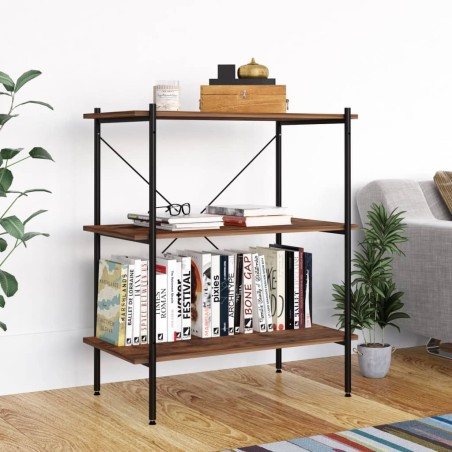 vidaXL Regal mit 3 Böden Schwarz und Dunkles Holz 80x40x92 cm