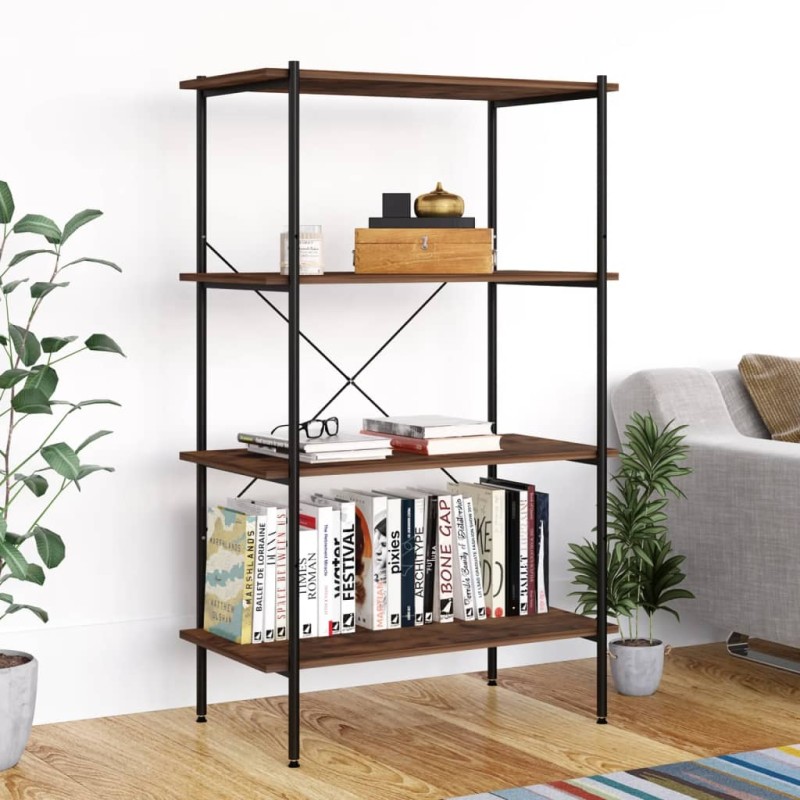 vidaXL Regal mit 4 Böden Schwarz und Dunkles Holz 80x40x130 cm