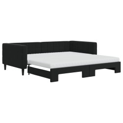 vidaXL Tagesbett Ausziehbar mit Matratzen Schwarz 100x200 cm Samt