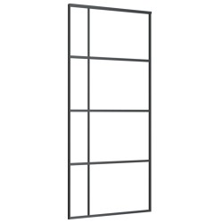 vidaXL Schiebetür ESG-Glas und Aluminium 90x205 cm Schwarz