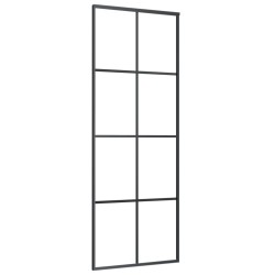 vidaXL Schiebetür Schwarz 76x205 cm ESG Glas und Aluminium