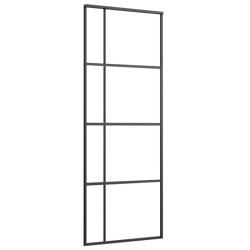 vidaXL Schiebetür ESG-Glas und Aluminium mattiert 90x205 cm Schwarz