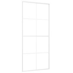 vidaXL Schiebetür ESG-Mattglas und Aluminium 90x205 cm Weiß
