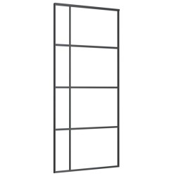 vidaXL Schiebetür ESG-Glas und Aluminium mattiert 90x205 cm Schwarz