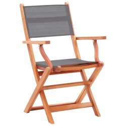 vidaXL Gartenstühle 6 Stk. Klappbar Grau Eukalyptusholz & Textilene