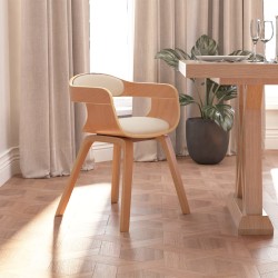 vidaXL Esszimmerstuhl Creme Bugholz und Kunstleder