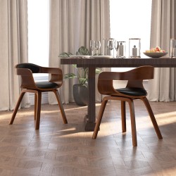 vidaXL Esszimmerstühle 2 Stk. Schwarz Bugholz und Kunstleder