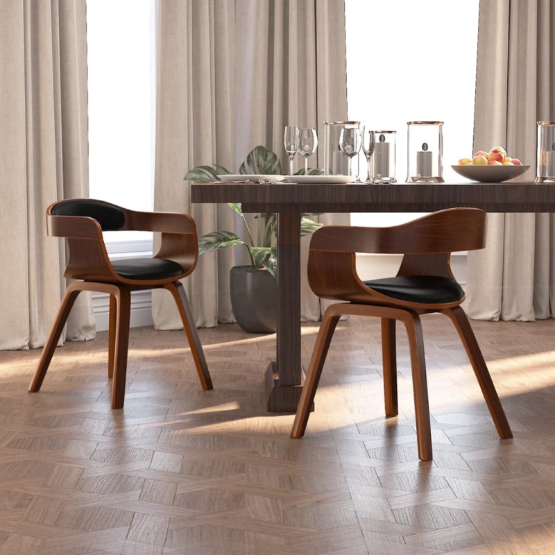 vidaXL Esszimmerstühle 2 Stk. Schwarz Bugholz und Kunstleder vidaXL Esszimmerstühle 2 Stk. Schwarz Bugholz und Kunstleder