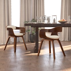 vidaXL Esszimmerstühle 2 Stk. Creme Bugholz und Kunstleder