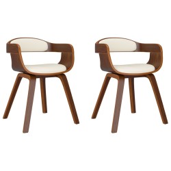 vidaXL Esszimmerstühle 2 Stk. Creme Bugholz und Kunstleder