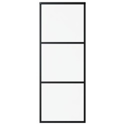 vidaXL Schiebetür ESG-Glas und Aluminium 76x205 cm Schwarz