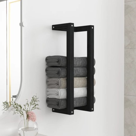 vidaXL Handtuchhalter Schwarz 23x18x60 cm Massivholz Kiefer