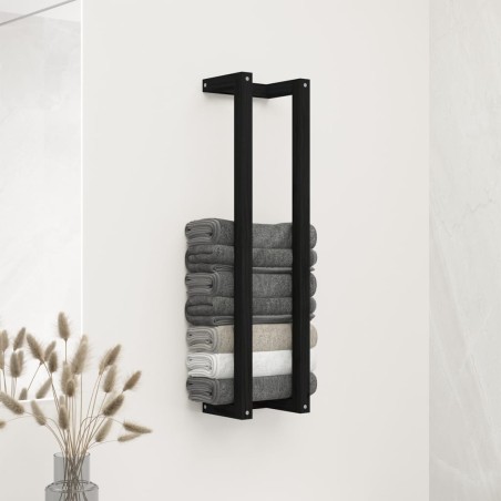 vidaXL Handtuchhalter Schwarz 23x18x90 cm Massivholz Kiefer