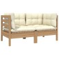 vidaXL Gartensofa 2-Sitzer mit Creme Kissen Massivholz Kiefer vidaXL Gartensofa 2-Sitzer mit Creme Kissen Massivholz Kiefer