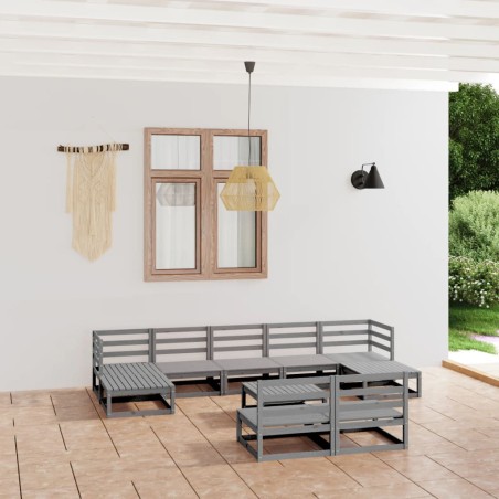 vidaXL 10-tlg. Garten-Lounge-Set Kiefer Massivholz