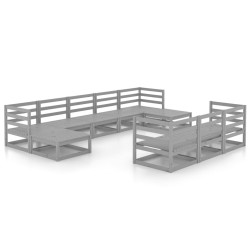 vidaXL 10-tlg. Garten-Lounge-Set Kiefer Massivholz