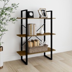 vidaXL Bücherregal 3 Fächer Braun 80x30x105 cm Massivholz Kiefer