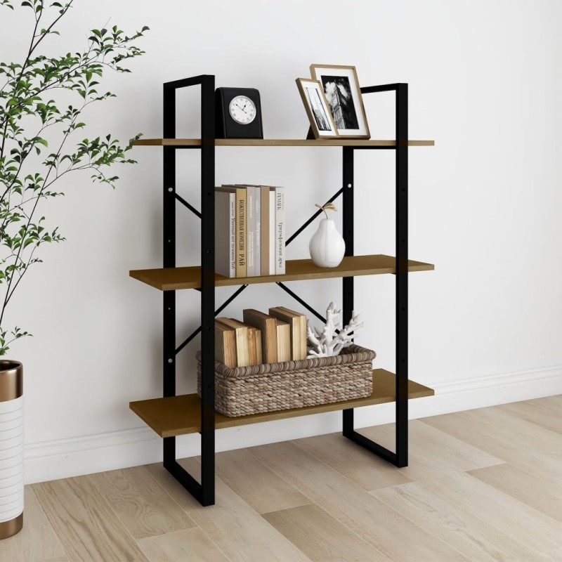 vidaXL Bücherregal 3 Fächer Braun 80x30x105 cm Massivholz Kiefer vidaXL Bücherregal 3 Fächer Braun 80x30x105 cm Massivholz Kiefer
