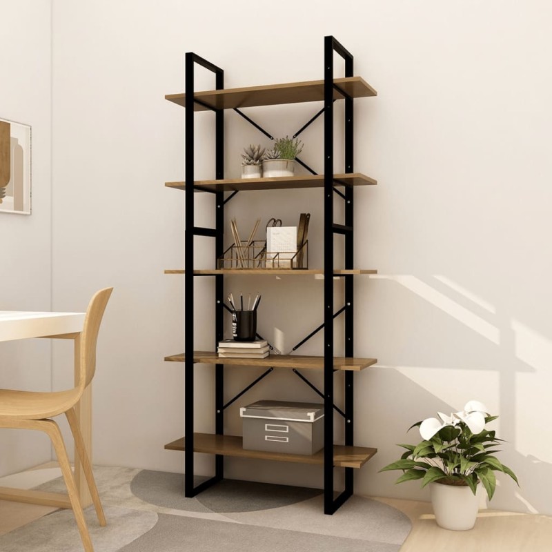 vidaXL Bücherregal 5 Fächer Braun 80x30x175 cm Massivholz Kiefer vidaXL Bücherregal 5 Fächer Braun 80x30x175 cm Massivholz Kiefer