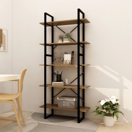 vidaXL Bücherregal 5 Fächer Braun 80x30x175 cm Massivholz Kiefer