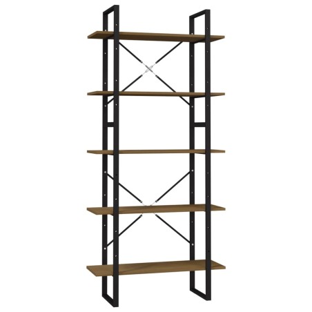 vidaXL Bücherregal 5 Fächer Braun 80x30x175 cm Massivholz Kiefer