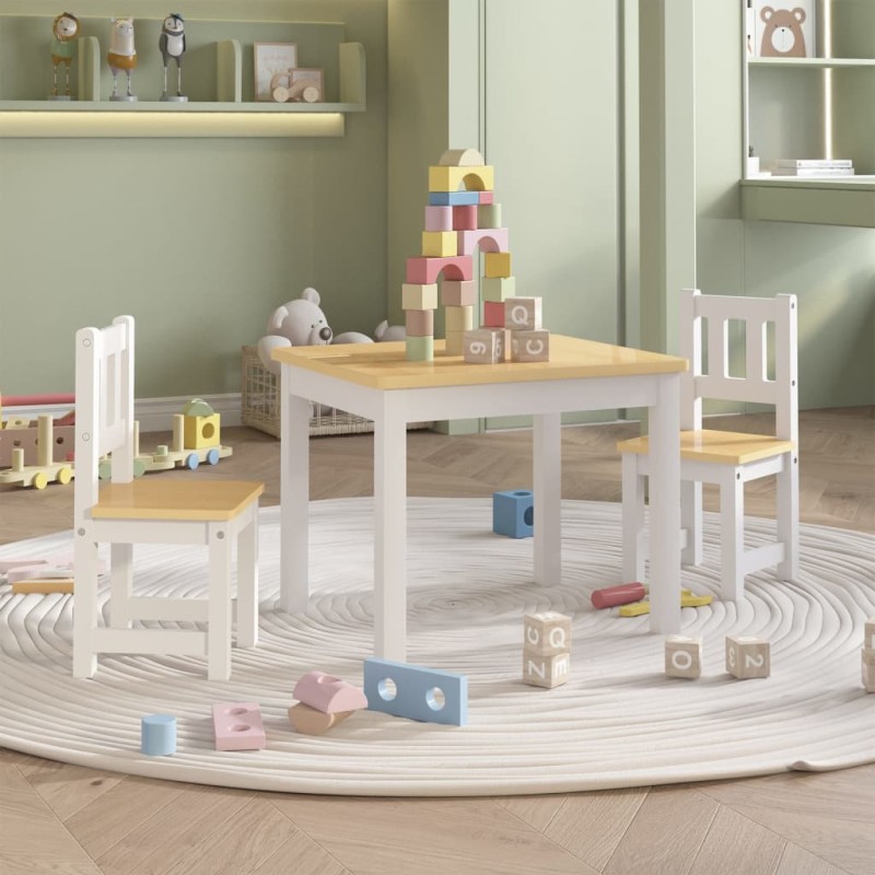 vidaXL 3-tlg. Kinder-Sitzgruppe Weiß und Beige MDF vidaXL 3-tlg. Kinder-Sitzgruppe Weiß und Beige MDF