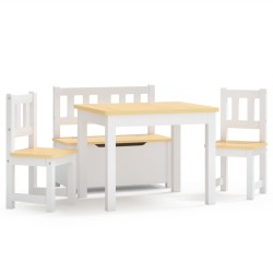 vidaXL 4-tlg. Kinder-Sitzgruppe Weiß und Beige MDF