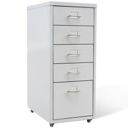 vidaXL Registerschrank mit 5 Schubladen Grau 68,5 cm Stahl