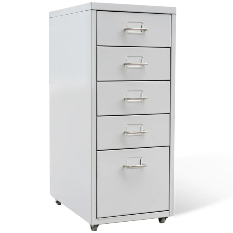 vidaXL Registerschrank mit 5 Schubladen Grau 68,5 cm Stahl vidaXL Registerschrank mit 5 Schubladen Grau 68,5 cm Stahl