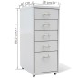 vidaXL Registerschrank mit 5 Schubladen Grau 68,5 cm Stahl vidaXL Registerschrank mit 5 Schubladen Grau 68,5 cm Stahl