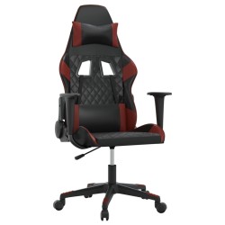 Gaming-Stuhl mit Massagefunktion Schwarz und Weinrot Kunstleder