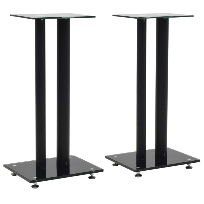 vidaXL Lautsprecherständer 2 Stk. Doppelsäulen-Design Hartglas Schwarz vidaXL Lautsprecherständer 2 Stk. Doppelsäulen-Design Hartglas Schwarz