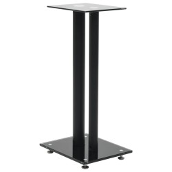 vidaXL Lautsprecherständer 2 Stk. Doppelsäulen-Design Hartglas Schwarz