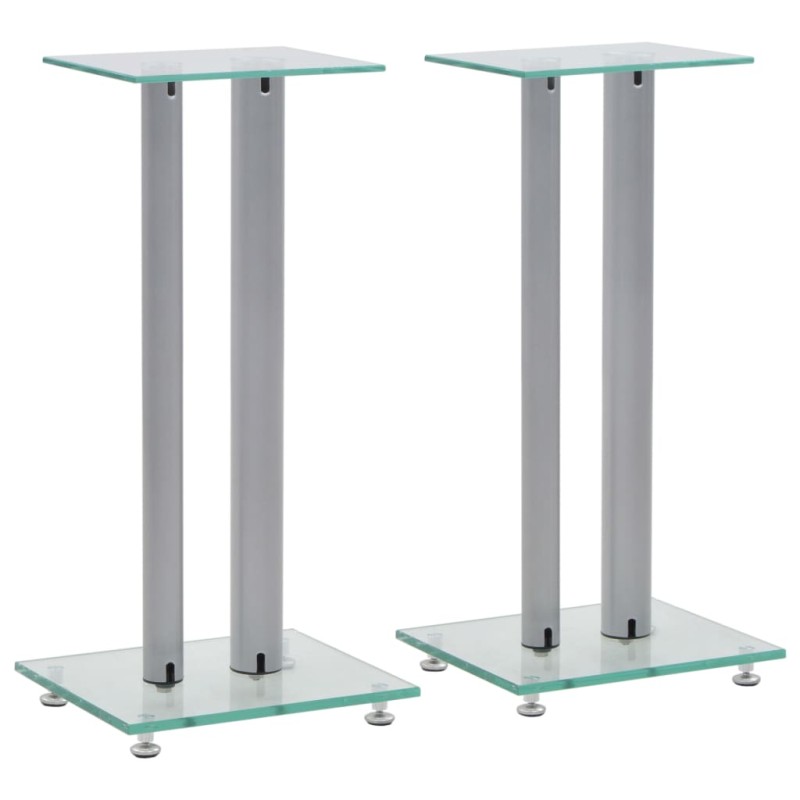 vidaXL Lautsprecherständer Säulen-Design 2 Stk. Hartglas Silbern vidaXL Lautsprecherständer Säulen-Design 2 Stk. Hartglas Silbern