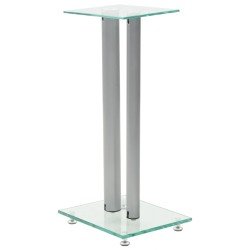 vidaXL Lautsprecherständer Säulen-Design 2 Stk. Hartglas Silbern