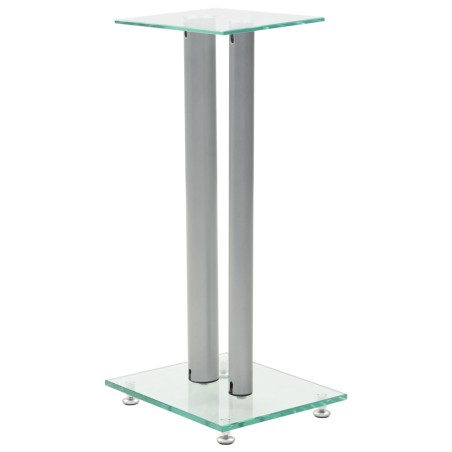 vidaXL Lautsprecherständer Säulen-Design 2 Stk. Hartglas Silbern