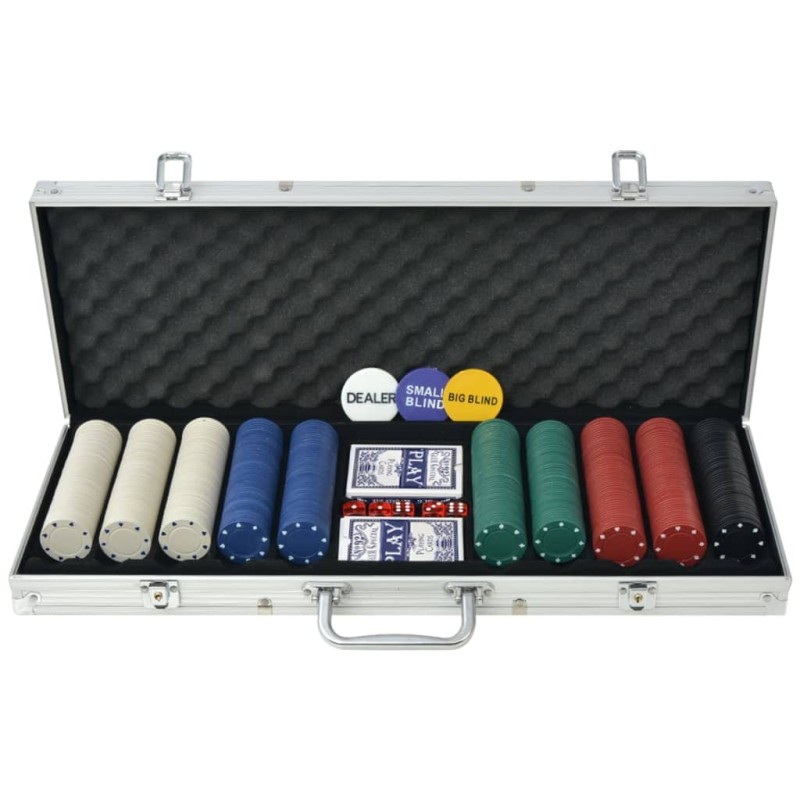 vidaXL Poker Set mit 500 Chips Aluminium vidaXL Poker Set mit 500 Chips Aluminium
