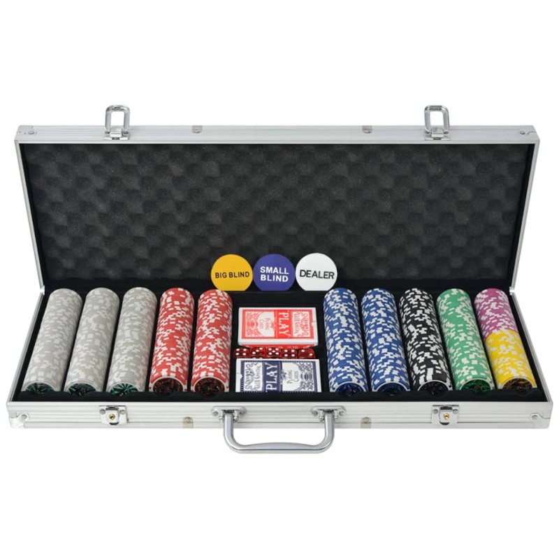 vidaXL Poker Set mit 500 Laserchips Aluminium vidaXL Poker Set mit 500 Laserchips Aluminium