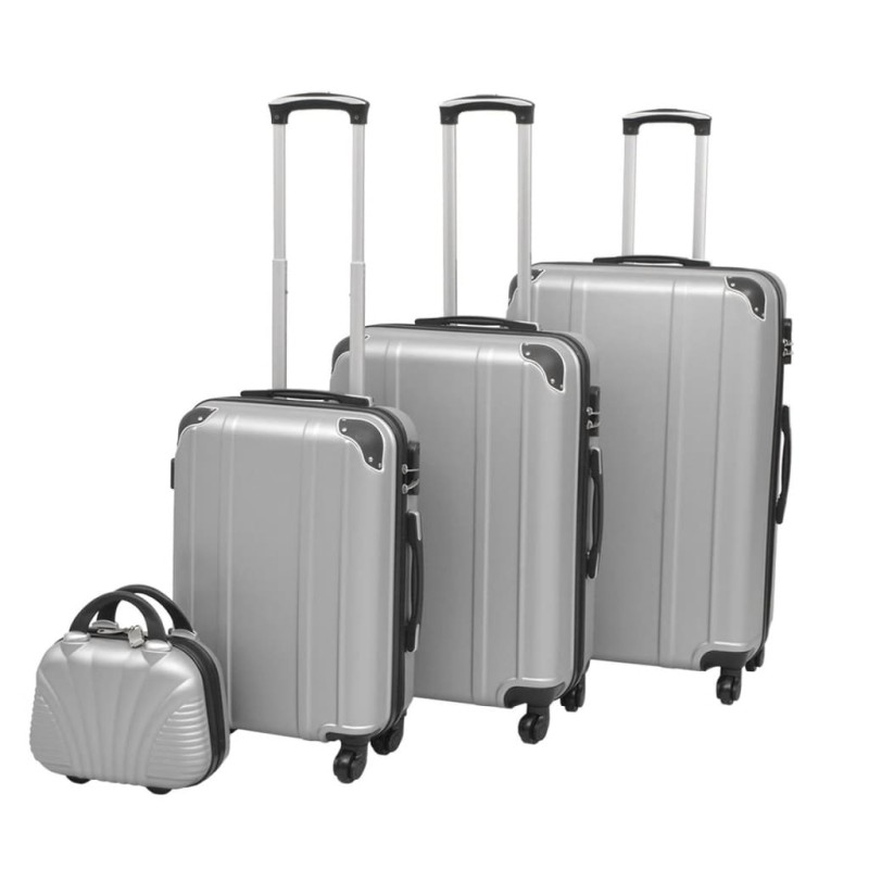 vidaXL Vierteiliges Hartschalen-Trolley-Set Silber vidaXL Vierteiliges Hartschalen-Trolley-Set Silber