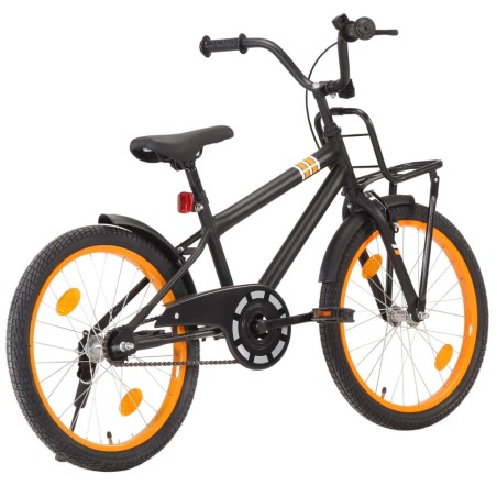 vidaXL Kinderfahrrad mit Frontgepäckträger 20 Zoll Schwarz und Orange 