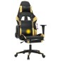 Gaming-Stuhl mit Massage & Fußstütze Schwarz Golden Kunstleder Gaming-Stuhl mit Massage & Fußstütze Schwarz Golden Kunstleder