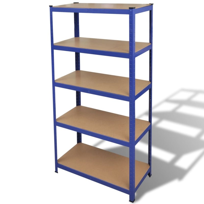 vidaXL Lagerregal mit 5 Böden Blau Stahl & Holzwerkstoff vidaXL Lagerregal mit 5 Böden Blau Stahl & Holzwerkstoff