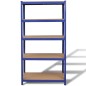 vidaXL Lagerregal mit 5 Böden Blau Stahl & Holzwerkstoff vidaXL Lagerregal mit 5 Böden Blau Stahl & Holzwerkstoff