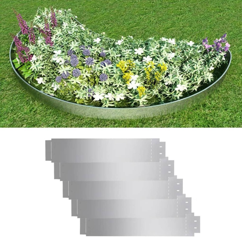 vidaXL Rasenzäune 5 Stk. Verzinkter Stahl 100x20 cm vidaXL Rasenzäune 5 Stk. Verzinkter Stahl 100x20 cm
