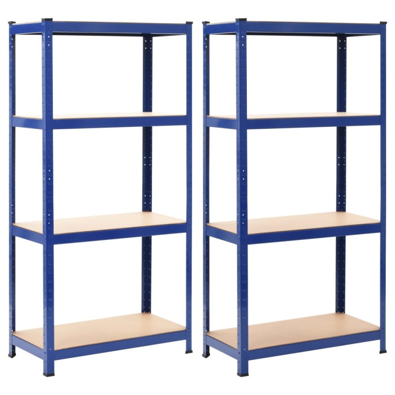 vidaXL Lagerregale mit 4 Böden 2 Stk. Blau Stahl & Holzwerkstoff vidaXL Lagerregale mit 4 Böden 2 Stk. Blau Stahl & Holzwerkstoff