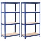 vidaXL Lagerregale mit 4 Böden 2 Stk. Blau Stahl & Holzwerkstoff vidaXL Lagerregale mit 4 Böden 2 Stk. Blau Stahl & Holzwerkstoff