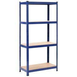 vidaXL Lagerregale mit 4 Böden 2 Stk. Blau Stahl & Holzwerkstoff