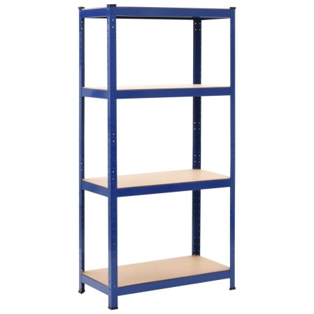 vidaXL Lagerregale mit 4 Böden 2 Stk. Blau Stahl & Holzwerkstoff