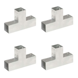 vidaXL Pfostenverbinder 4 Stk. T-Form Verzinktes Metall 71 x 71 mm
